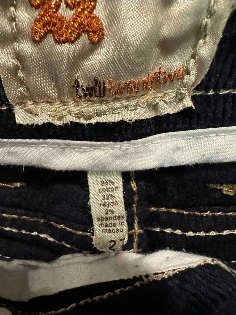Vintage Y2K Twill 22 Navy Corduroy Low Rise Flare Jeans Indie Sleaze Sizec28